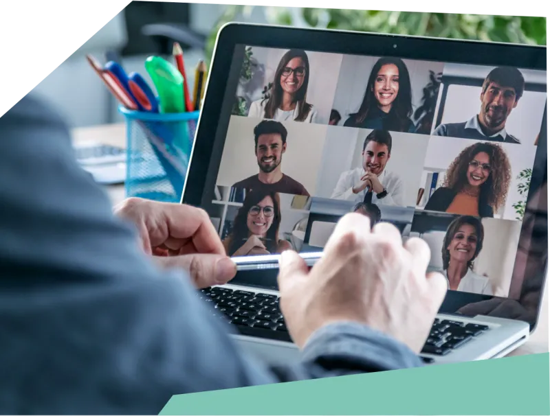 laptop showing a video conference